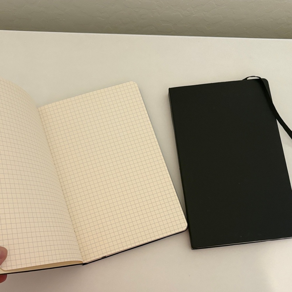 Set of 2 Moleskine Black Notebook with Grid Pages